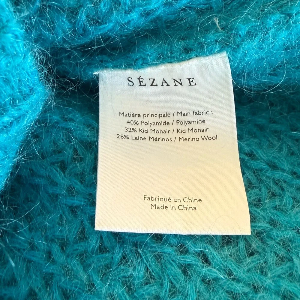 La Maille Sézane Jules Jumper Turquoise Kid Mohair Knit Womens Large Sweater - Picture 7 of 7